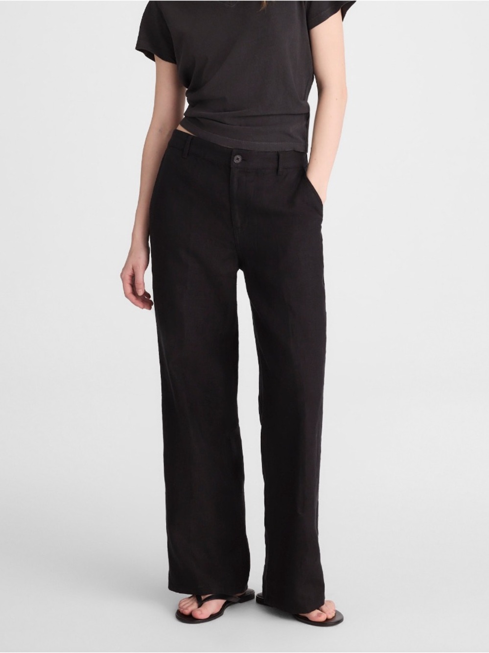 Madewell Zoe Linen Trouser in Black